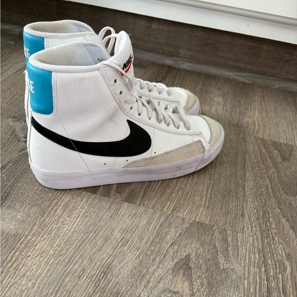 Nike Kids White and Black High-Top Sneakers